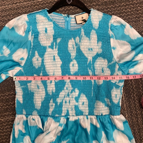 NWT TUCKERNUCK Turquoise Watercolor Floral Libby Dress Size Large - Picture 12 of 16